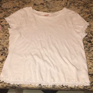 Target white frill hem cropped tee